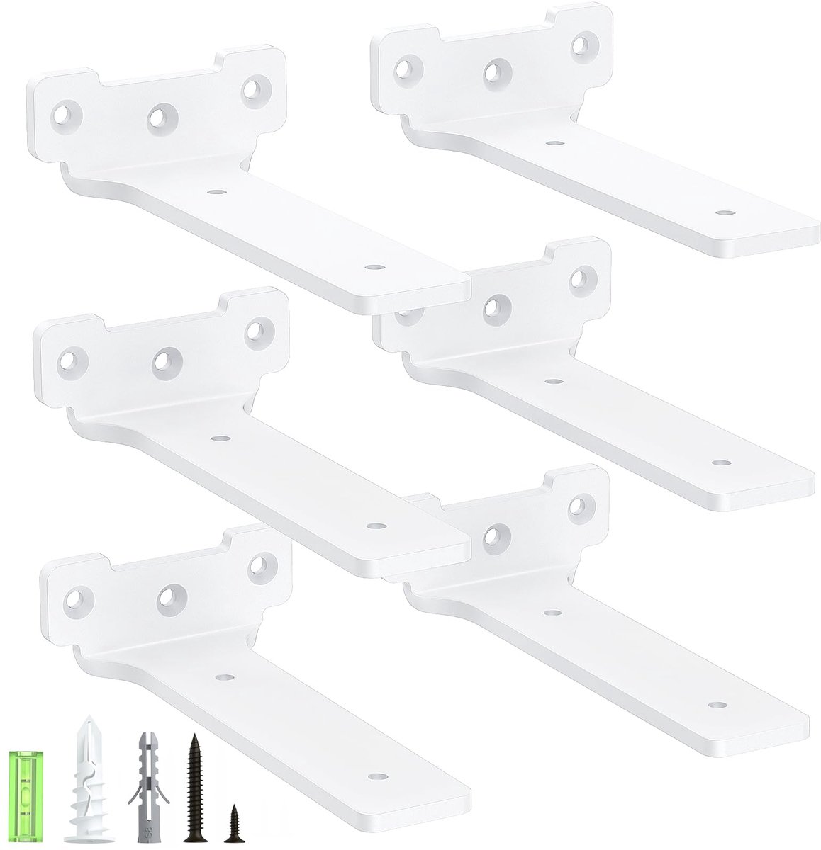 6 stuks plankhouders 15 cm, metalen plankdragers met schroeven, 70 kg draagkracht, wit