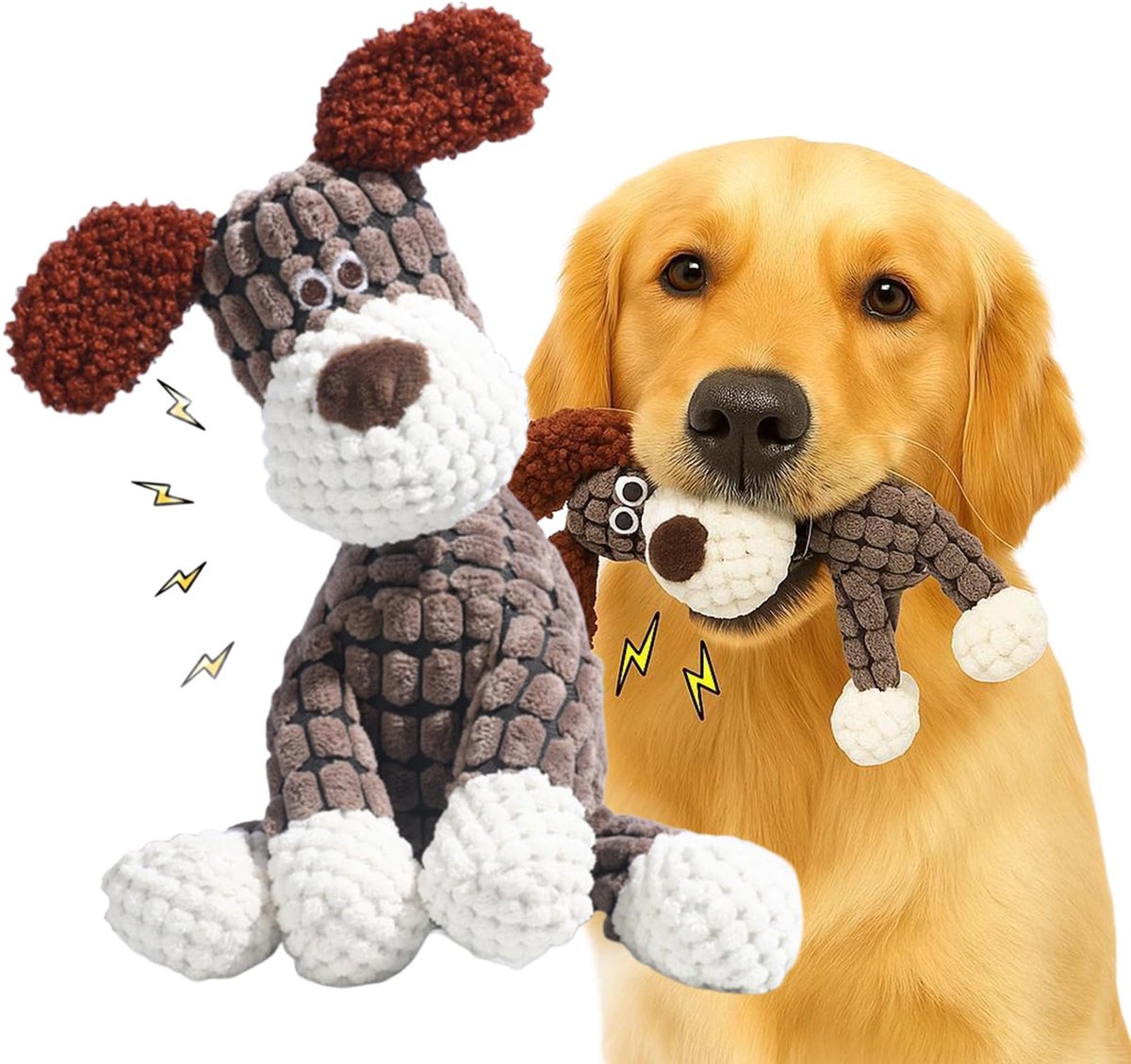 Hondenspeelgoed Extra Stevig 2025 – Knuffel en Kauwspeeltje voor Puppy's en Kleine tot Middelgrote Honden met Pieper Geluid 25,5 x 13,5 cm