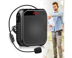 Stemversterker draadloos – oplaadbare speaker met headset microfoon, 2200mAh batterij, 20 uur gebruik, zwart