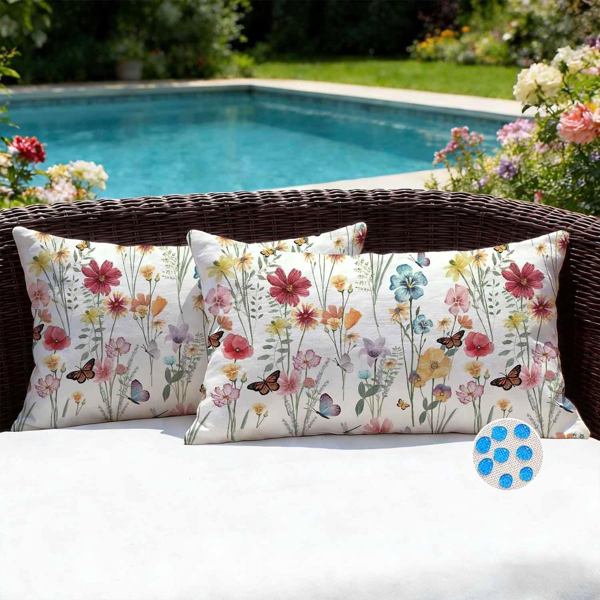 Kussenhoes 30 x 50 cm Buiten Waterdicht Buiten Bloemenpatroon Decoratieve Kussensloop Kleurrijke Plant Kussenhoes voor Tuin Stoel Sofa Woonkamer Slaapkamer Thuis Decoratie Set van 2