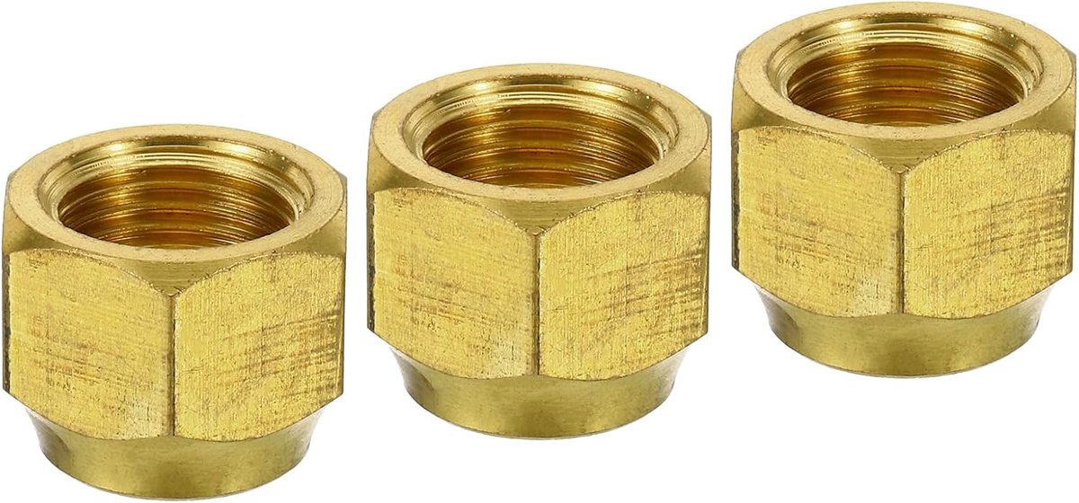 sourcing map 3 stuks felsdoppen van messing, 3/8 inch felsbus, wartelmoer, adapter voor HLK-airconditioners