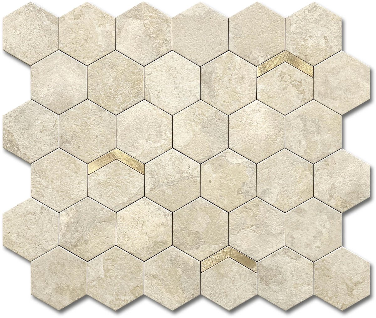 Zelfklevende tegels voor in de keuken, zeshoekig, marmer, voor achterwand, honingraat wandtegels, stickers voor badkamer, metallic mozaïek tegels waterdicht, beige en goud, 10 vellen