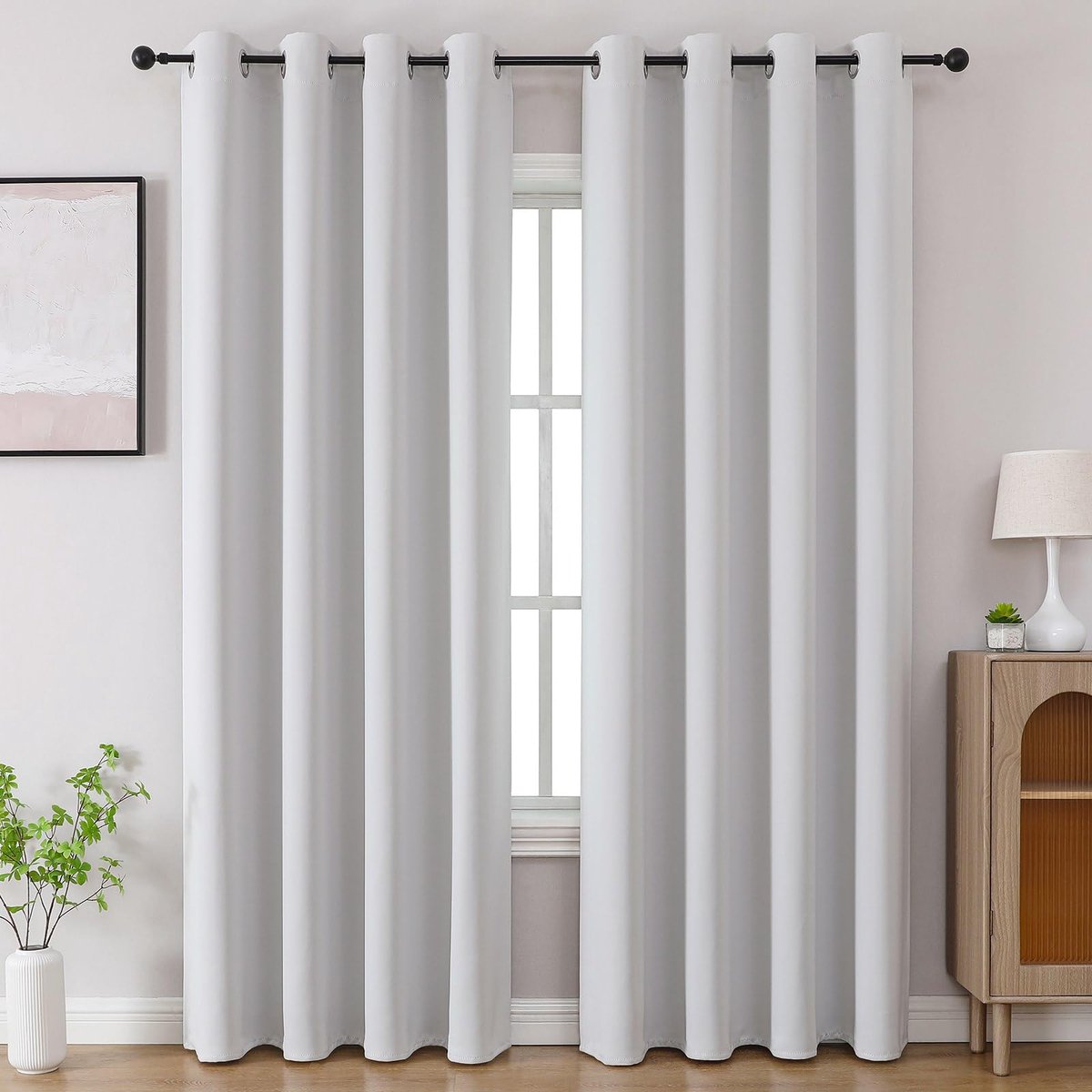 Verduisterende gordijnen voor slaapkamer, thermisch geïsoleerde kamerverduisterende doorvoertule, raamgordijnen en gordijnen voor woonkamer, 2 panelen, 132 x 213 cm, zilvergrijs