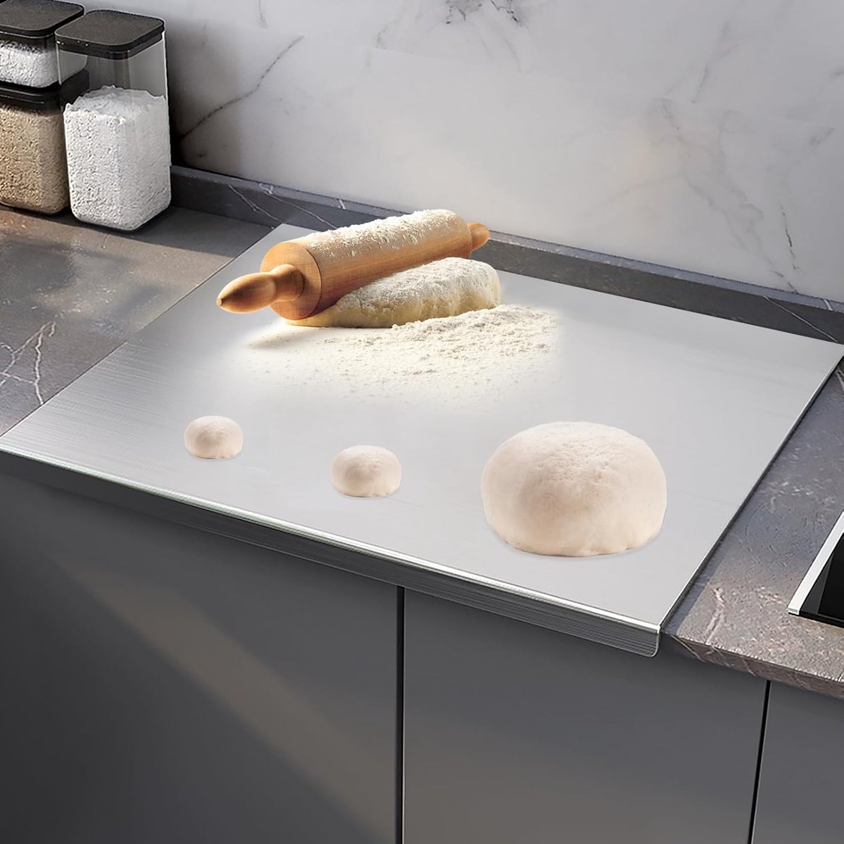 kneedplank roestvrij staal [30 x 40 cm] - voor kneden, snijden en bakken - keukenplaat met aanslagrand, ook als pastaplank, deegplank - snijplank keuken