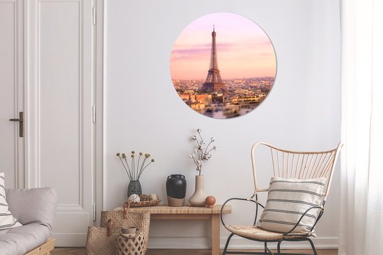 Paris aux couleurs pastel Cercle mural aluminium