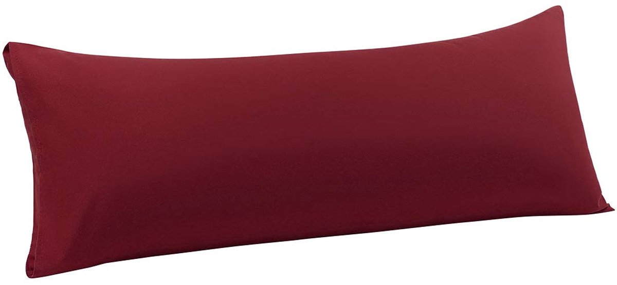 Kussensloop voor nekrol, overtrek van zachte microvezel, 51 x 122 cm, bordeaux