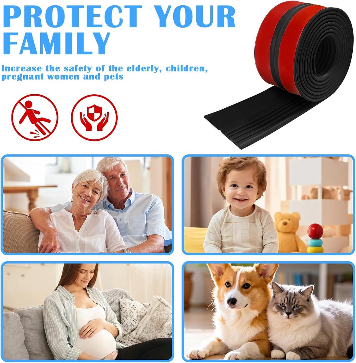 hoekprofiel voor traptreden, 10 m, antislip profiel voor traptreden, antislip bescherming voor traptreden, flexibele rubberen randband voor
