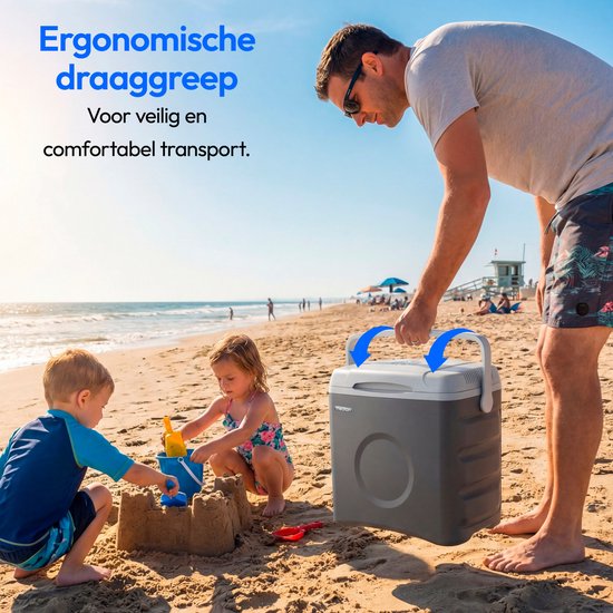 MEDION Thermo-elektrische koelbox 35 L, koel en warmhoudfunctie, 12 V sigarettenaansteker 230 V netstroom USB 5 V voeding, voor auto boot camping, MD370030, grijs van Merkloos — afbeelding 3