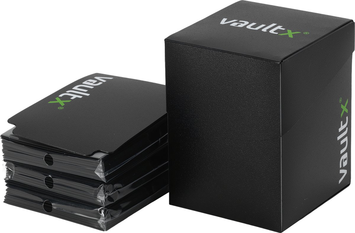 Vault X Deck Box voor Trading Cards en 150 Zwarte Kaarthoezen - Kaartenhouder en Opbergdoo - Zwart