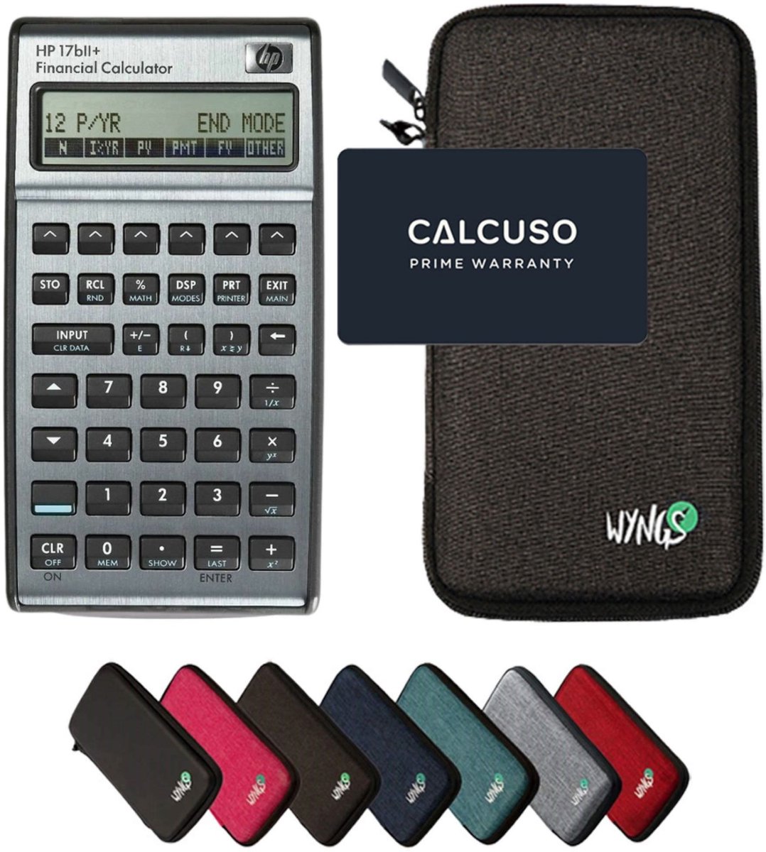 HP 17bll+ incl. WYNGS Beschermhoes Donkergrijs - Financiële Rekenmachine - Basis Pakket