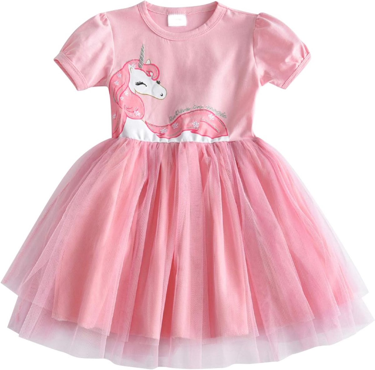 Jurken tule jurk prinses eenhoorn jurk lange mouwen kleding lente zomer Gr. 90-130