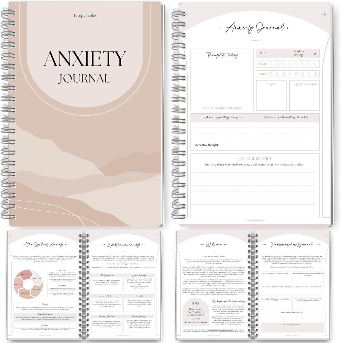 Angst Relief Werkboek & CGT Therapie Notebook - Begeleide aanwijzingen, Geestelijke Gezondheid Wellness Journal - ShopVlot
