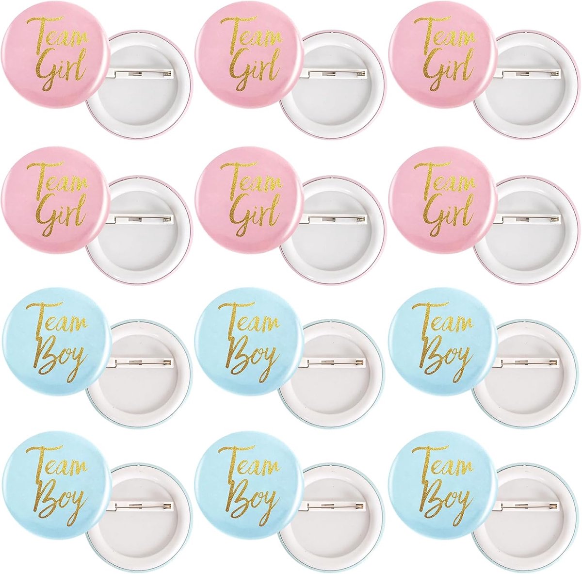 24 stuks geslacht onthullende badges knoppinnen, teamjongen en teammeisje pin-badge ronde pinback knoppinnen, babyshower roze blauwe knoppin, voor babyshower, feestartikelen, geslacht onthullen