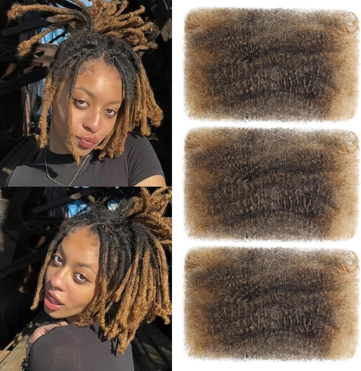 synthetische afrovlechten haar, voor mini-vlechten, Cubaanse vlechten, micro-veer lokken voor Dreadlocks Reparatie Dreadlocks (T4/27, 20,32 cm, set van 3)