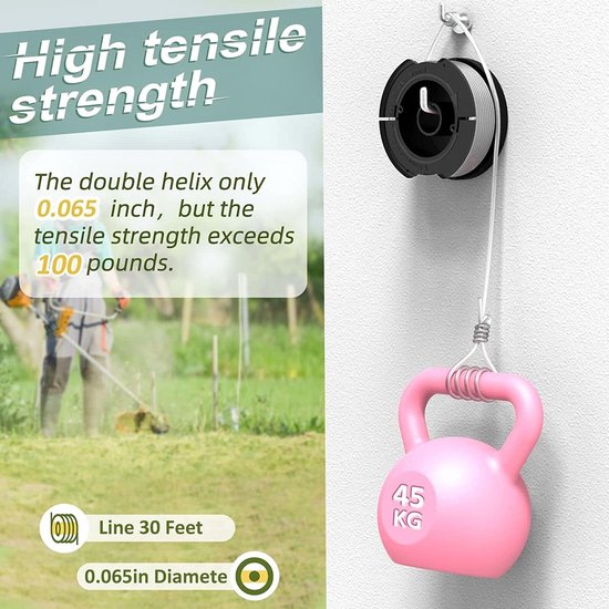 Spoelen compatibel met Black and Decker bosmaaier, Ø 1,65 mm en lengtes 10 m, bevat 12 spoelen, 4 Cubiertay 4 veren — afbeelding 3