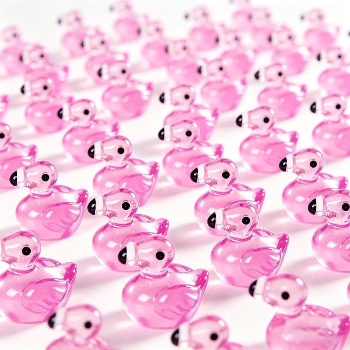 Set van 50 mini-flamingo's van hars, schattige dierenfiguren voor tuin, cake, aquarium, landschap en poppenhuis