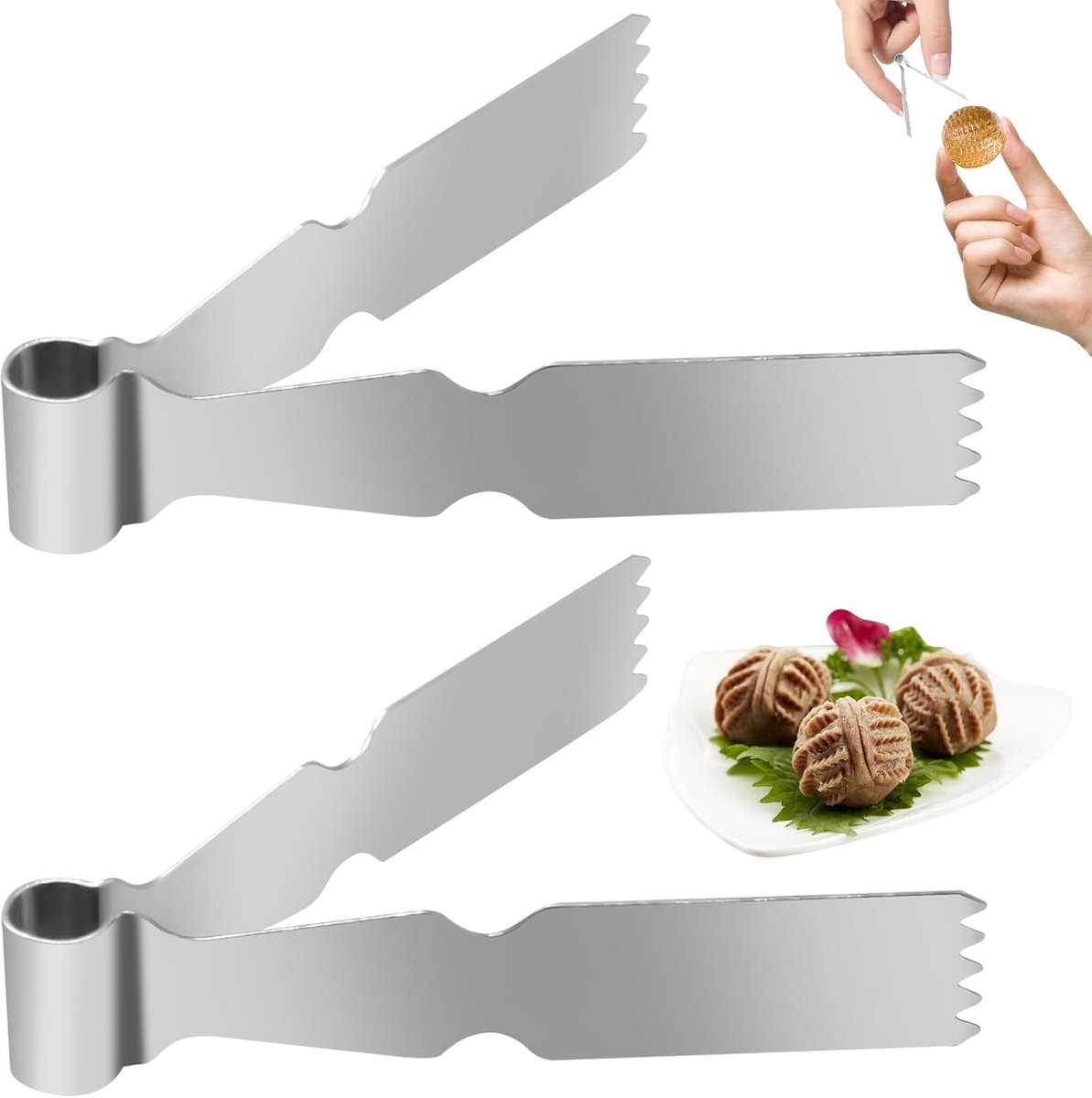 2 stuks Maamoul Pincet Tongs, Maggash Manqat Gebakgereedschap Cookie Maker Deegschraper Pers, Roestvrijstalen Gebaktangen Baktang Crimper Gereedschap voor het Versieren en Verzegelden van Koekjes