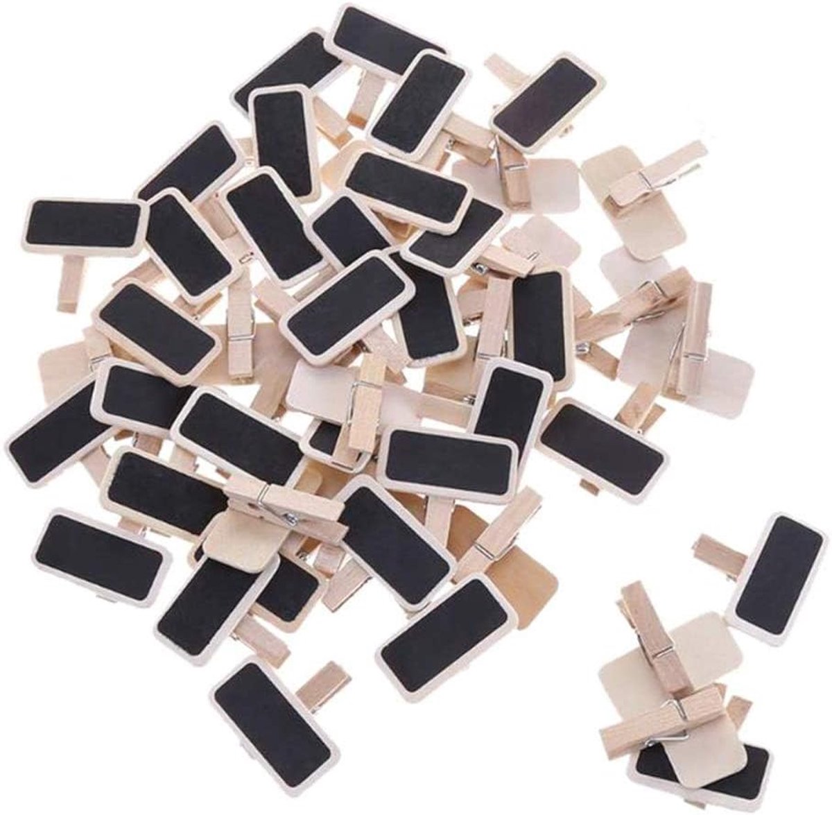 50 stuks mini-krijtbordclips, houten foto-notitieclip, schoolbord, retangle prikbord voor memo, tafelnummerborden, bruiloft, bar, voedseletiket, feestdecoratie