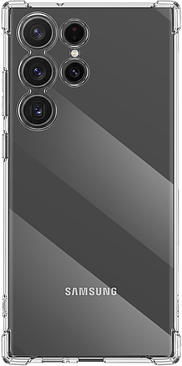 Mayaxess, Siliconen Hoesje Geschikt voor Samsung Galaxy S23 Ultra met Versterkte Schokbestendige Hoeken, Transparant