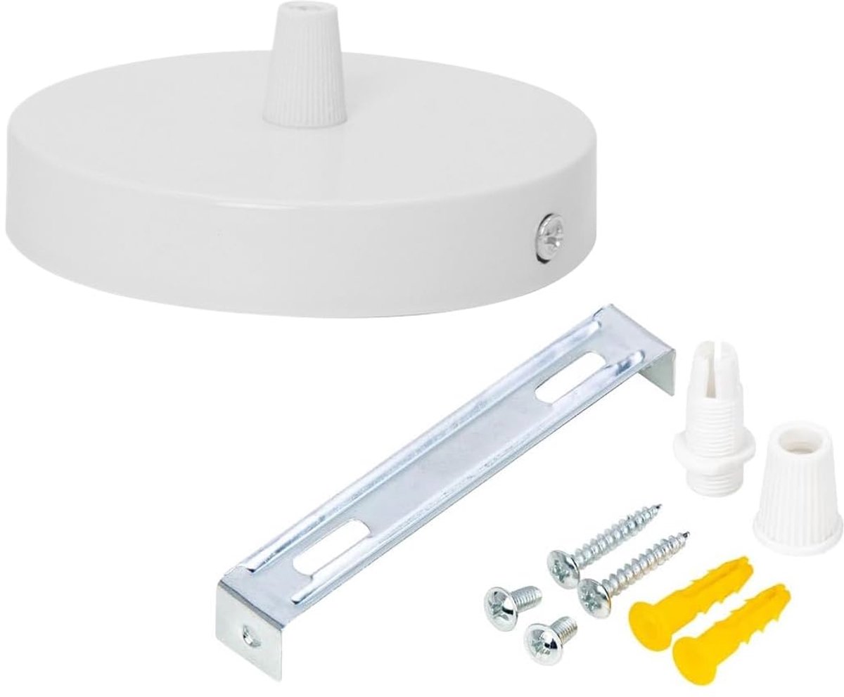 Plafondrozet voor kroonluchters, aansluitdoos van metaal, ronde lampenkap, afdekkap, ophanging, geschikt voor alle lampen, met kabel en flex klem, montageplaat