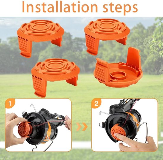 Spoelen WA0004.1/WA0010, compatibel met bosmaaiers en snijders, Ø 1,65 mm & 3 m, draadspoel, reservesnijspoellijn en beschermkap — afbeelding 2