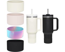 4 stuks siliconen manchet voor Stanley Tumbler Quencher Adventure 40oz, IceFlow 20oz/30oz Hydro Flask 12oz/21oz/24oz, Beschermhoes voor de onderkant van de tumbler met rubber voor auto en dagelijks