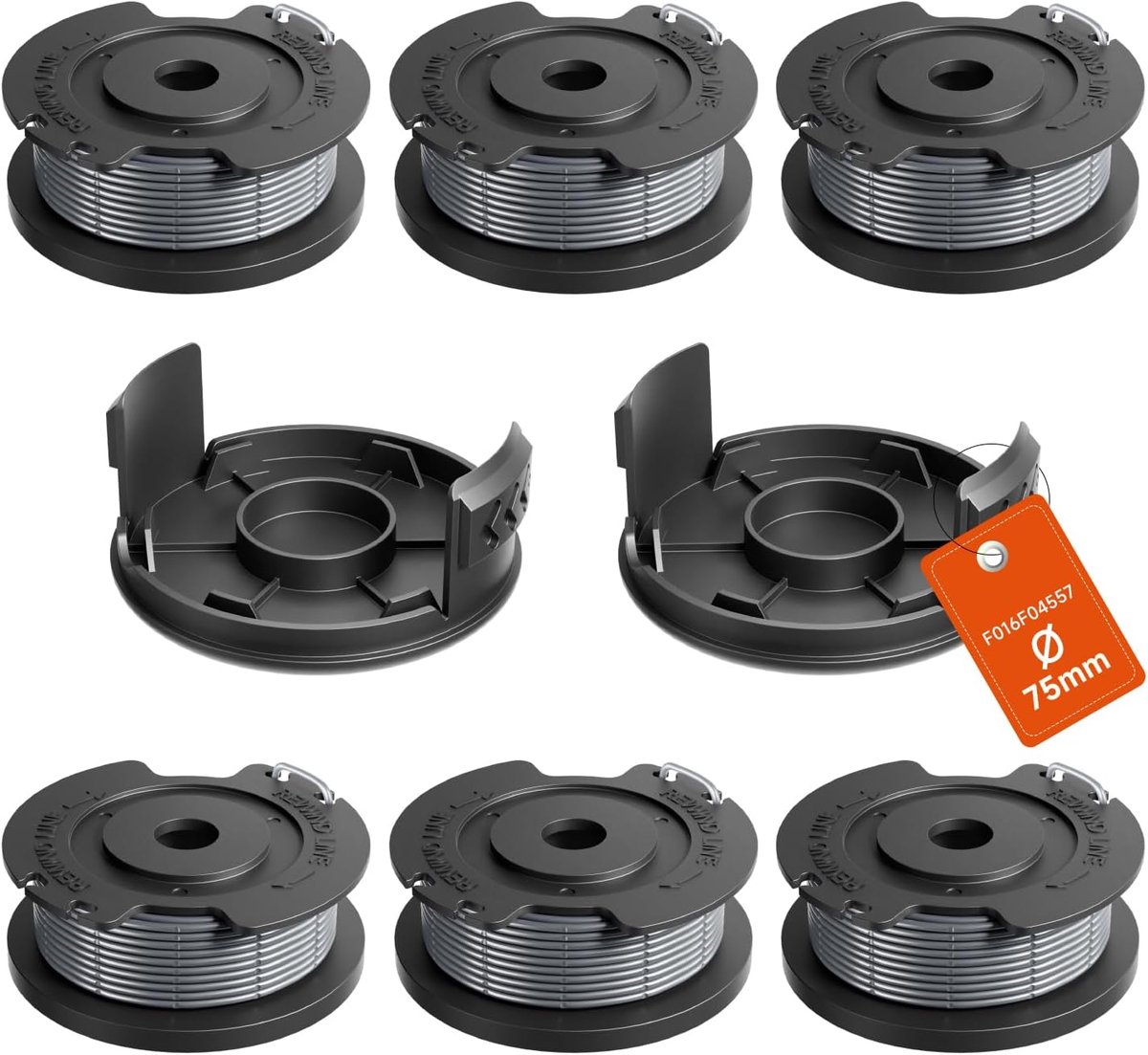 Reservedraadspoel voor Bosch grastrimmer accu EasyGrassCut 23/26/18/18-230/18-260/18-26, 6 x draadspoelen F016800569, 2 x trimmerdoppen F016F04557 (nylon trimmerdraad Ø 1,65 mm, lengte
