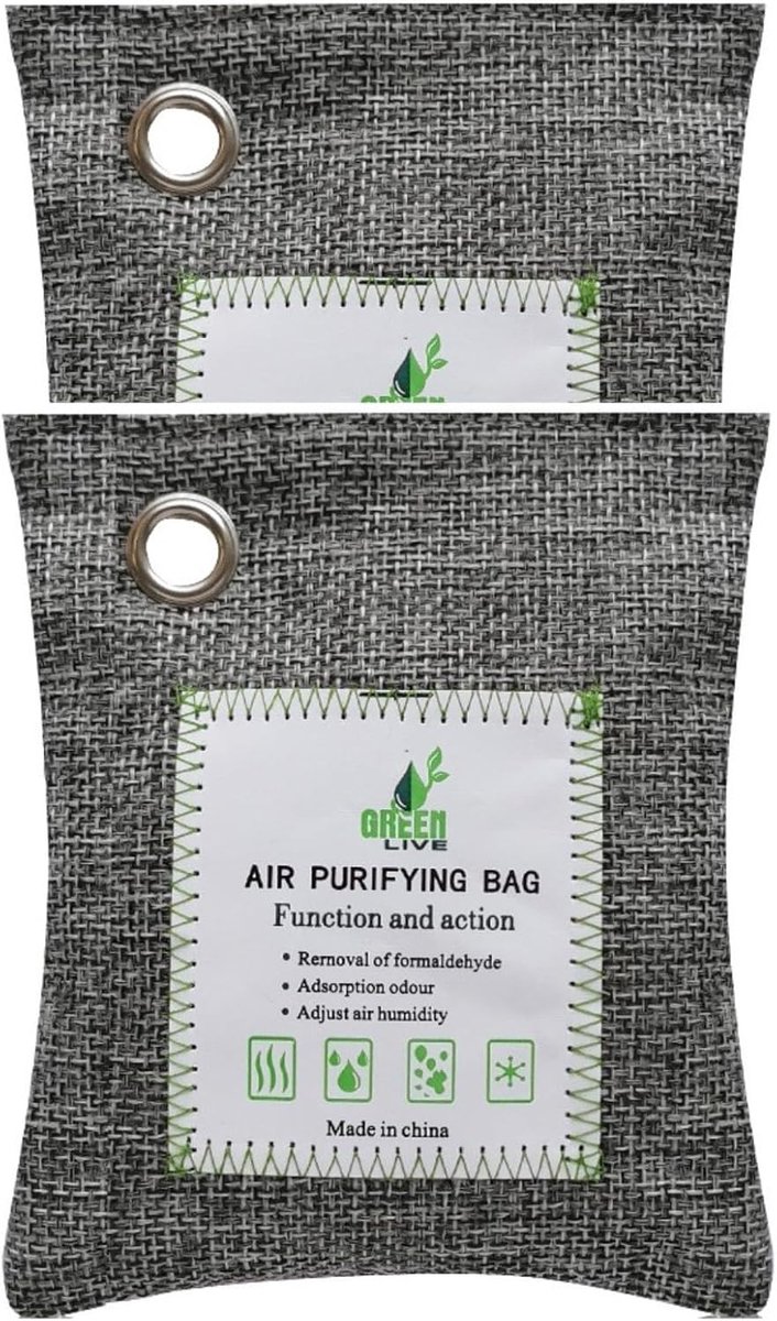 Luchtverfrisser 2 Pack - 100g bamboecharcoal - Geurabsorberend - Ideaal voor auto en huis - ShopVlot