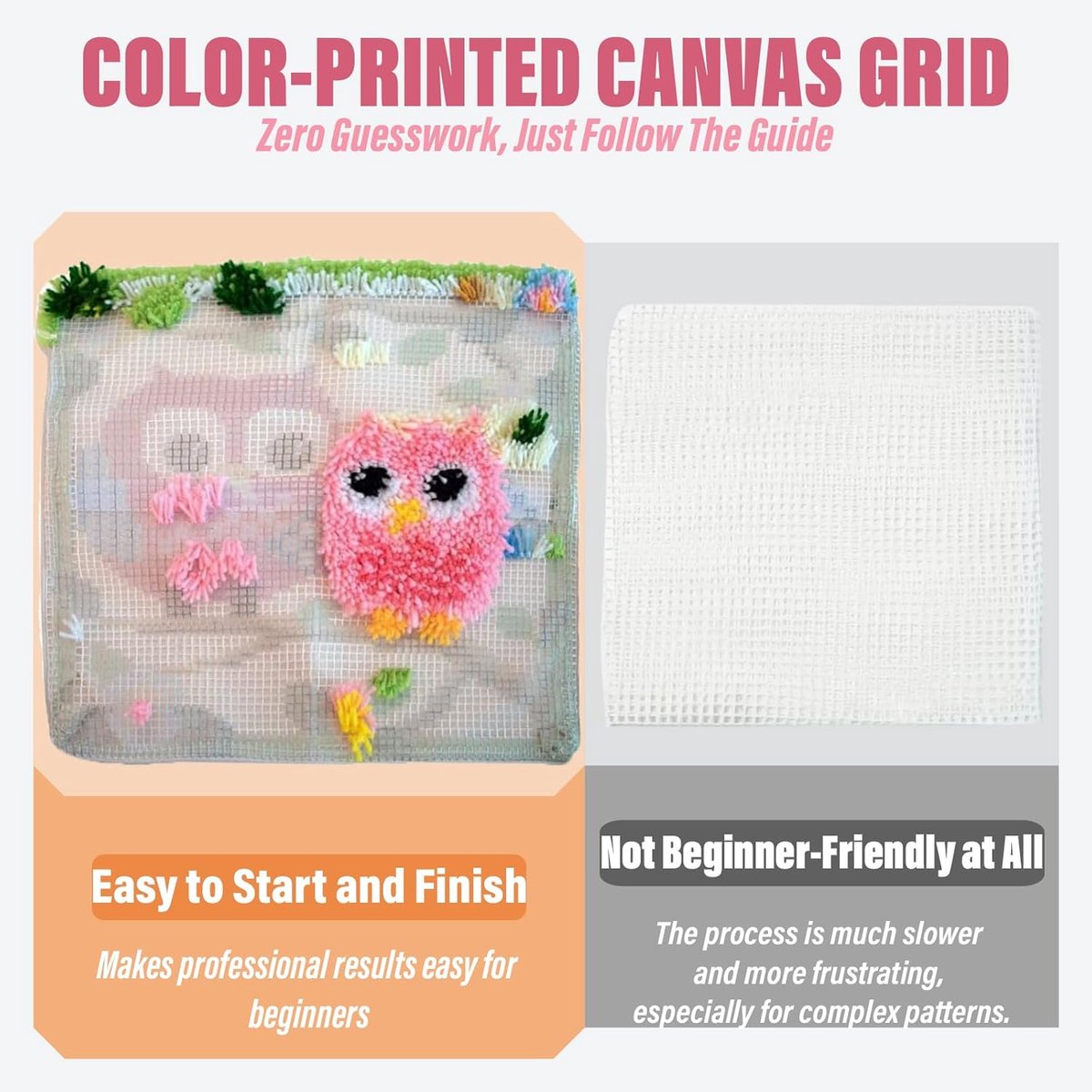 Knoopkussen om zelf te knopen, voor volwassenen en kinderen, voorbedrukt canvas, all-in-one set, doe-het-zelf slap-haakkits voor beginners, professionals, voor thuis, bank, 43 x 43 cm