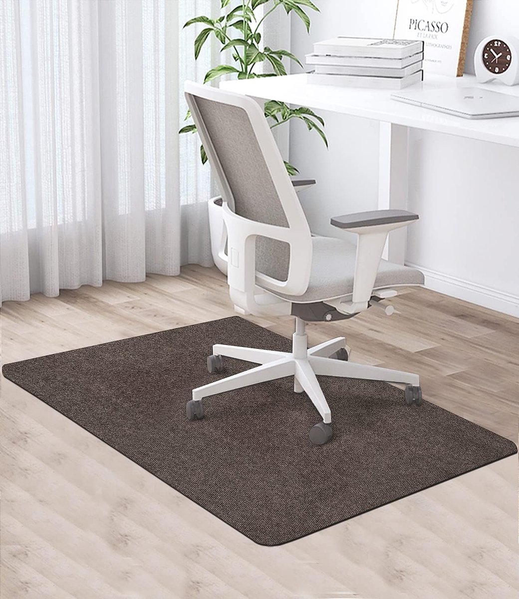 90 x 120 cm, bruin, bureaustoelmat, vloerbeschermingsmat voor harde vloeren, krasbestendige vloermat, stoelonderlegger, bureaustoelonderlegger voor laminaat