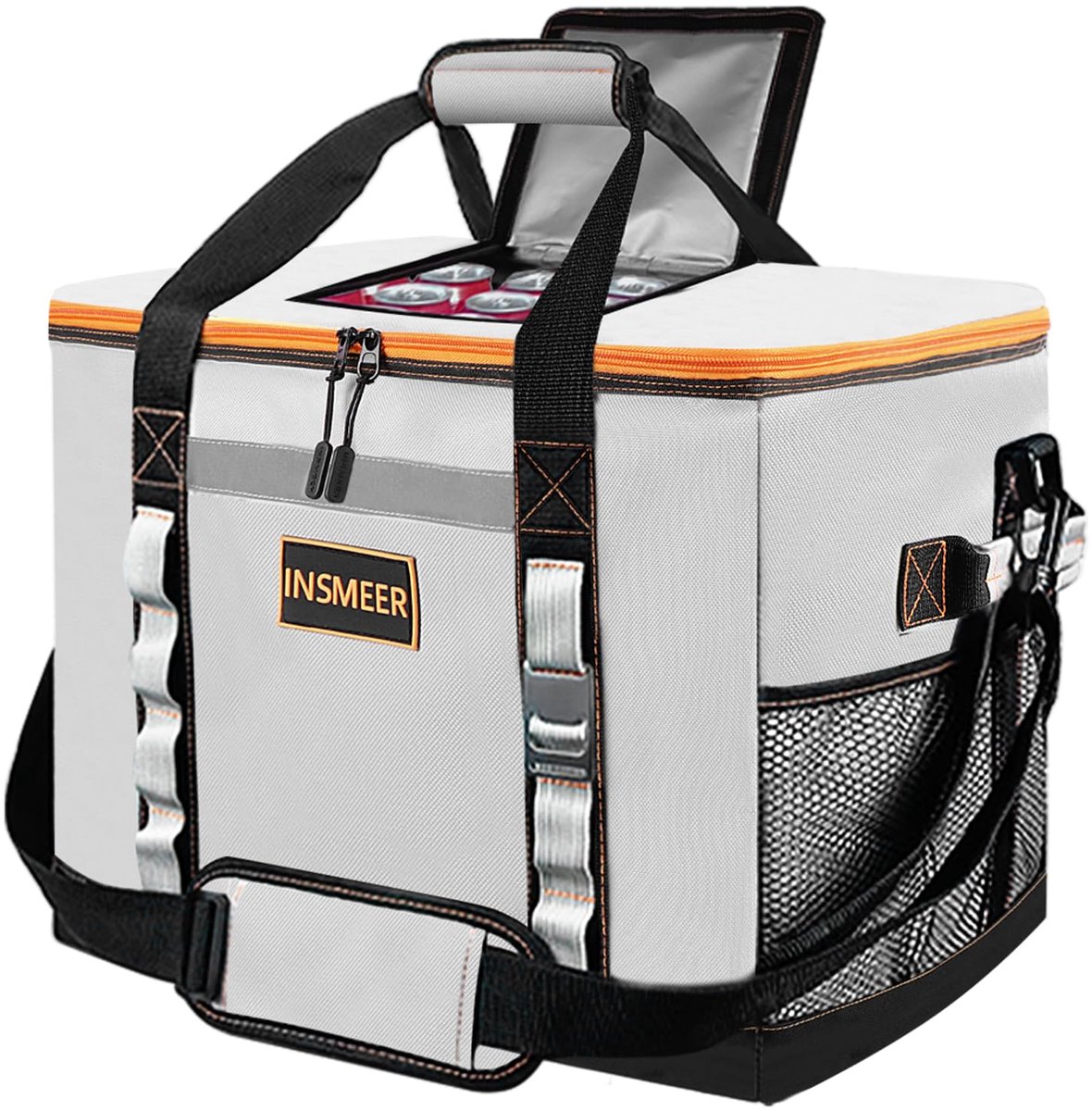 SnelShoppen - Grote koeltas 48 liter, 65 blikjes, opvouwbaar, waterdicht, XXL isolatietas met opening bovenaan, ideaal voor picknick, camping, strand,