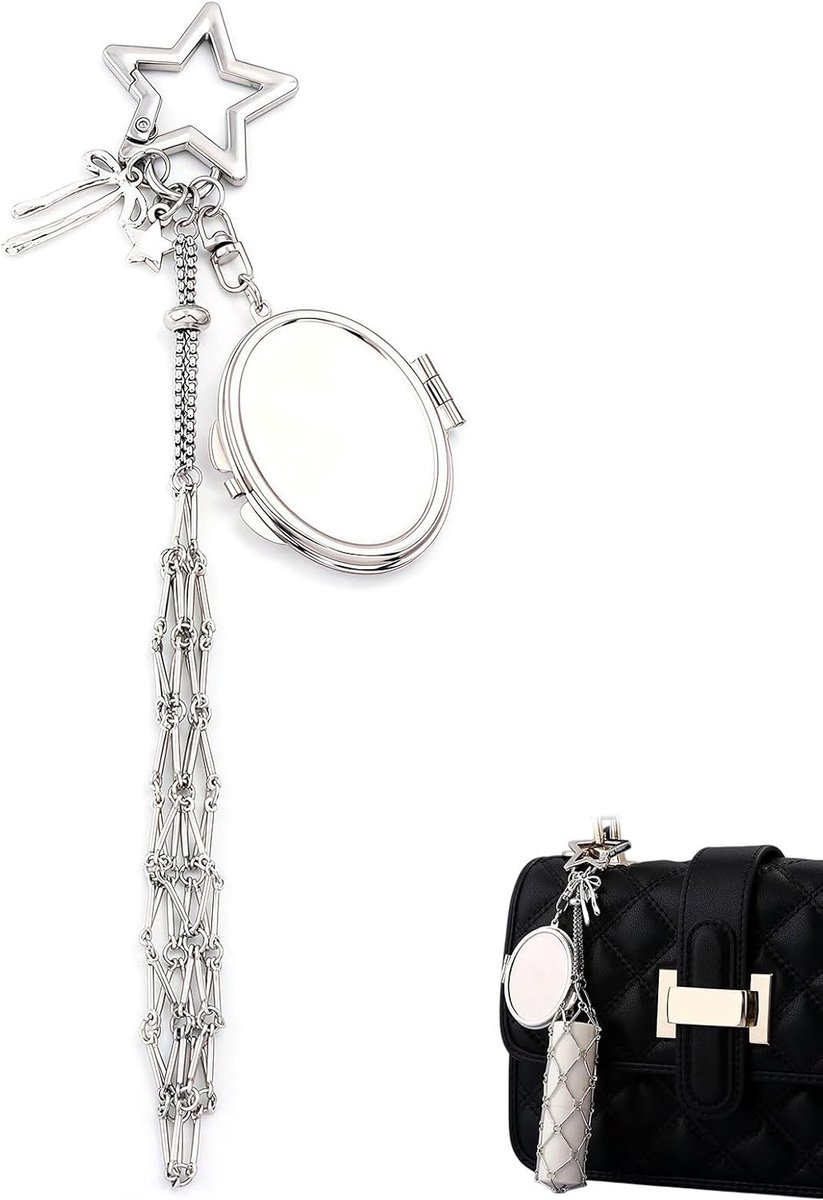 Lippenbalsamhouder met spiegel en sleutelhanger – Schattige hanger voor handtassen, Y2K-esthetiek, sleutelhangeraccessoires, cadeaus voor mama voor Moederdag