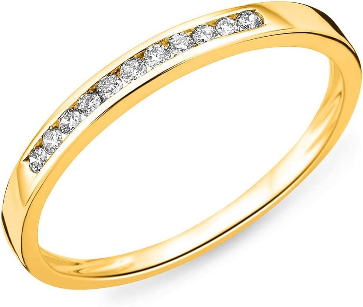 Damesring 9 karaat 375 goud diamant briljant 0,10 ct geelgoud