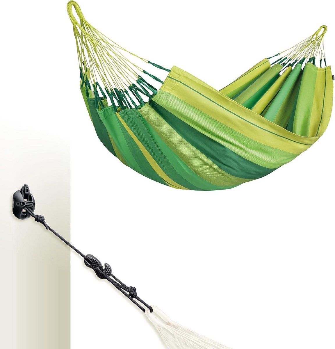 Katoenen Hangmat - Single Dubbele Hangmat - Ontspannen Buiten - Biologisch Katoen - 200 x 155 cm - Jungle Groen