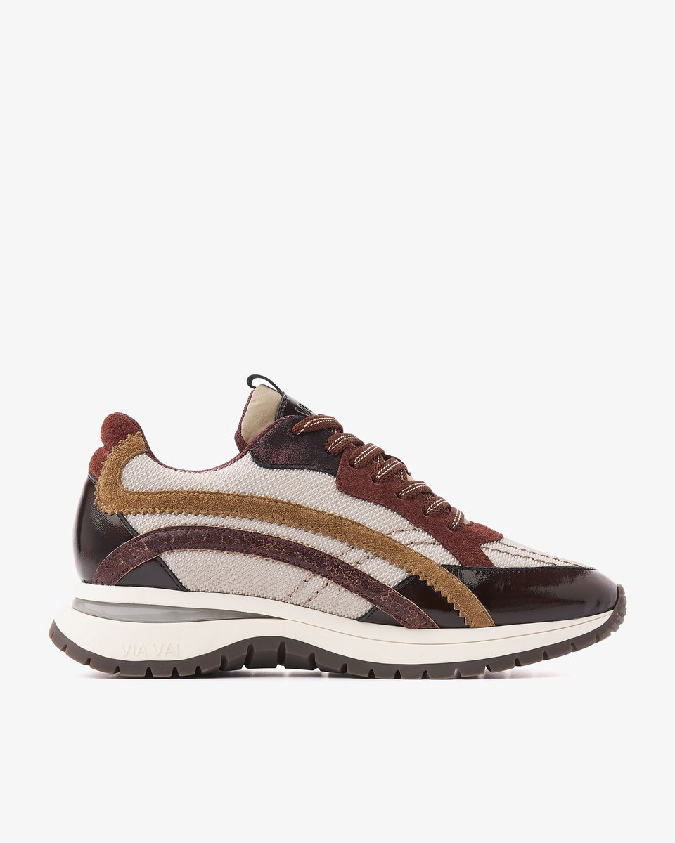 VIA VAI Usher Lott Sneakers Dames - Suède,Leer,Mesh - Rood - Maat 42