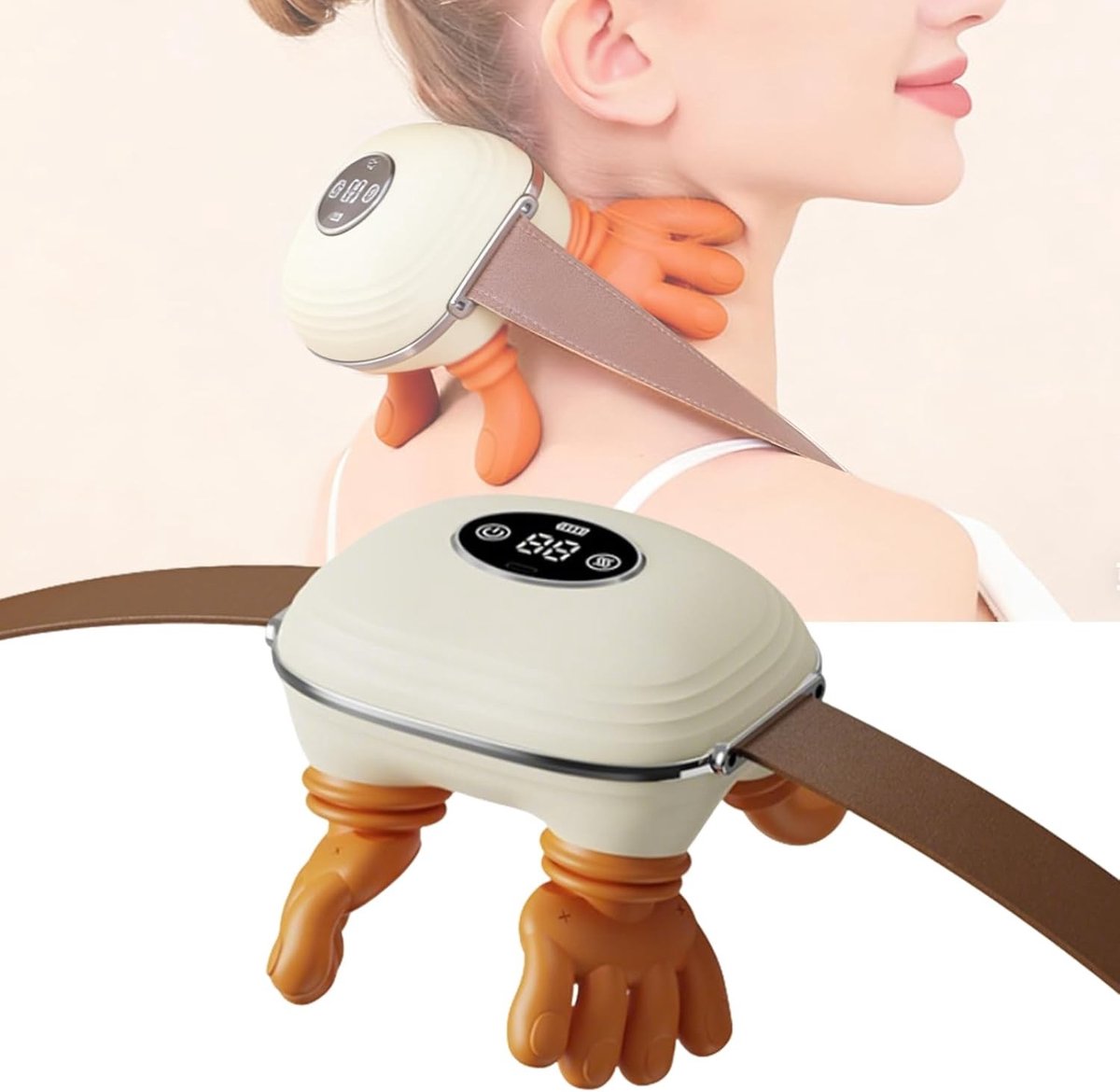 4D Nekmassageapparaat met 3 Massage-instellingen en 2 Verwarmingsniveaus voor Diepe Pijnverlichting, Perfect als Cadeau voor Vrouwen en Mannen