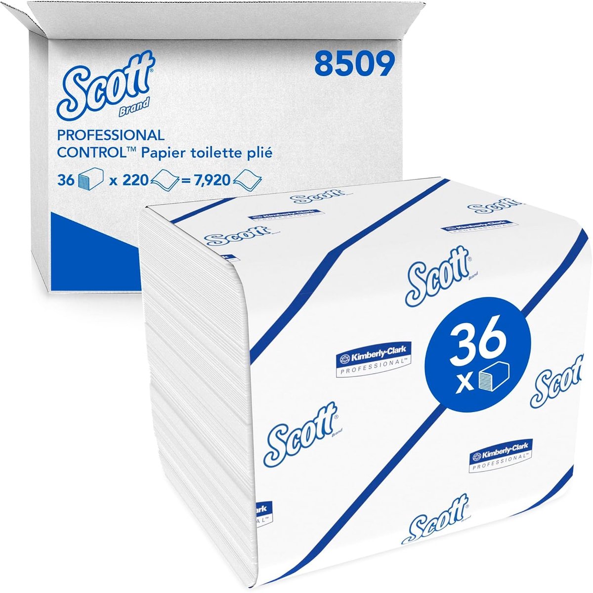 SnelShoppen - 36 Pakken Scott Control 2-laags Toiletpapier - 7920 Vellen Wit - Hoog Absorberend, Sterk en Zacht - Perfect voor Thuis, Kantoor en Evene