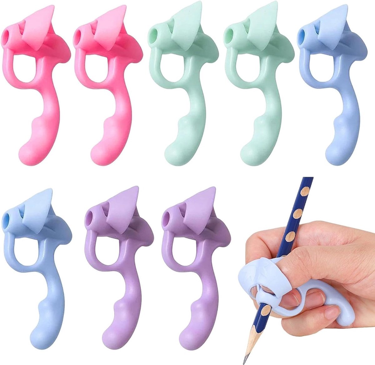 Potloodgrepen voor kinderen - 8 stuks - Soft Grip - Schrijfhulp - ergonomische siliconen hulpmiddelen - hulpmiddelen om de houding te corrigeren - Veelkleurig