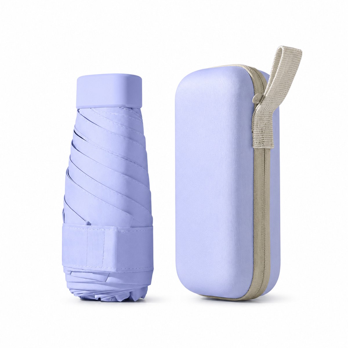 Paraplu - Mini Opvouwbare Reisparaplu met Capsule Etui - Lichtgewicht UV-Bescherming en Zonneparaplu voor Handtas en Jaszak - paars