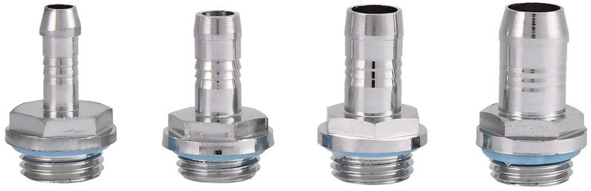 SnelShoppen - 6 Stuks Barb Fittingen voor Waterkoelingssystemen, G1/4 Schroefdraad Barb Connectoren, Compact en Flexibel, Perfecte Verbinding en Afslu