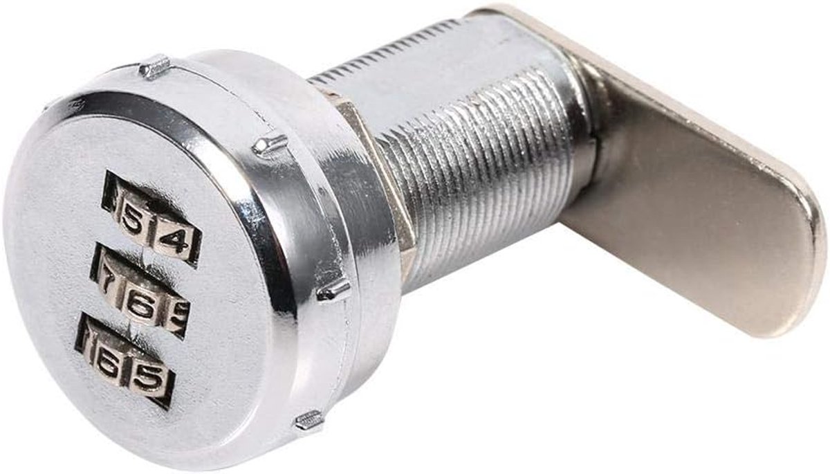 SnelShoppen - 3 Stuks Steady Code Combinatie Cam Lock Zilver Zink Legering Veiligheidsslot voor Kast - Eenvoudige Installatie, Corrosiebestendig, 3-ci