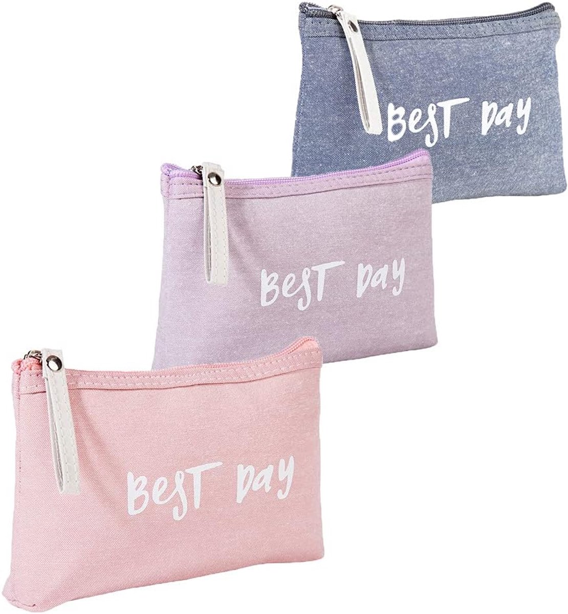 SnelShoppen - 3 Stuks Kleine Make-up Tas Mini Make-up Tas Reis Make-up Tas Waterdicht Katoen Linnen voor Cosmetica, Hygiëneproducten, Kaarten, Sleutel