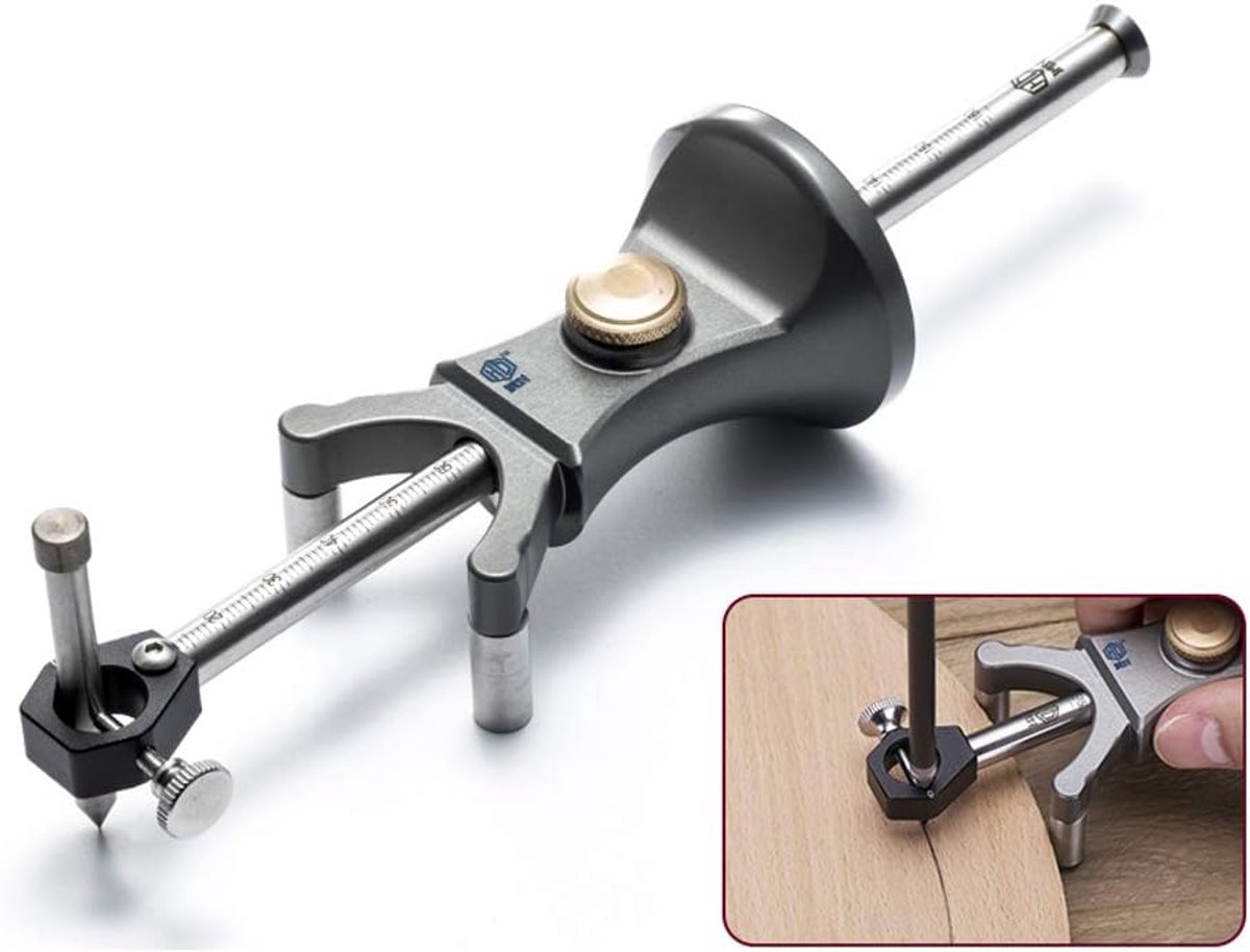 SnelShoppen - Houtbewerking Lineaire Boog Dubbel Gebruik Scribber Tekenhulpmiddel DIY Houtwerk Scribe Tools RVS Roller Aluminium Legering