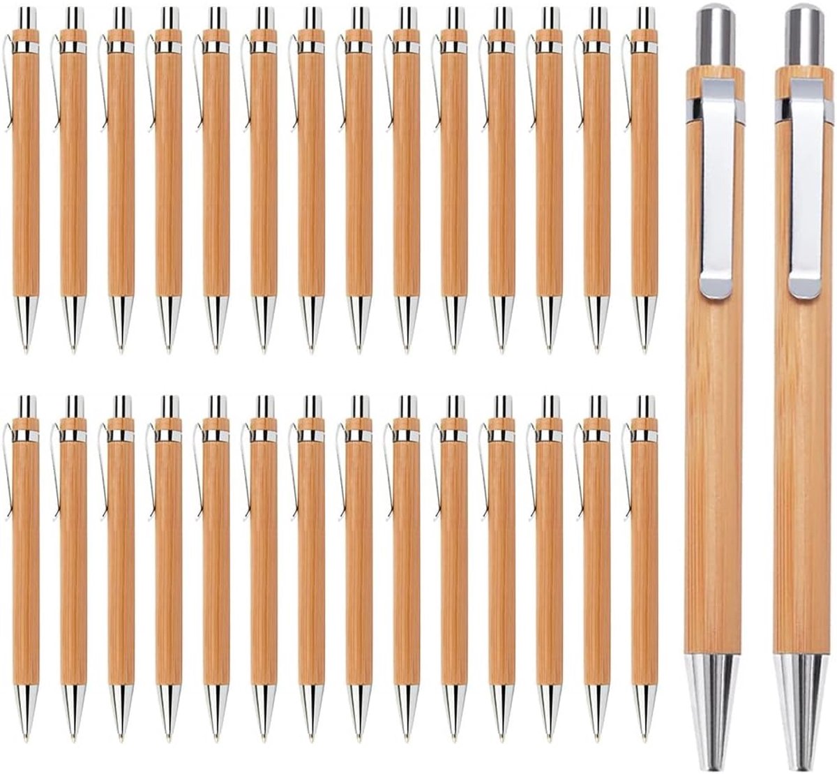 Balpen Set 30 Stuks - Houten Design - Ergonomisch Schrijven - Ideaal voor Kantoorgebruik - ShopVlot