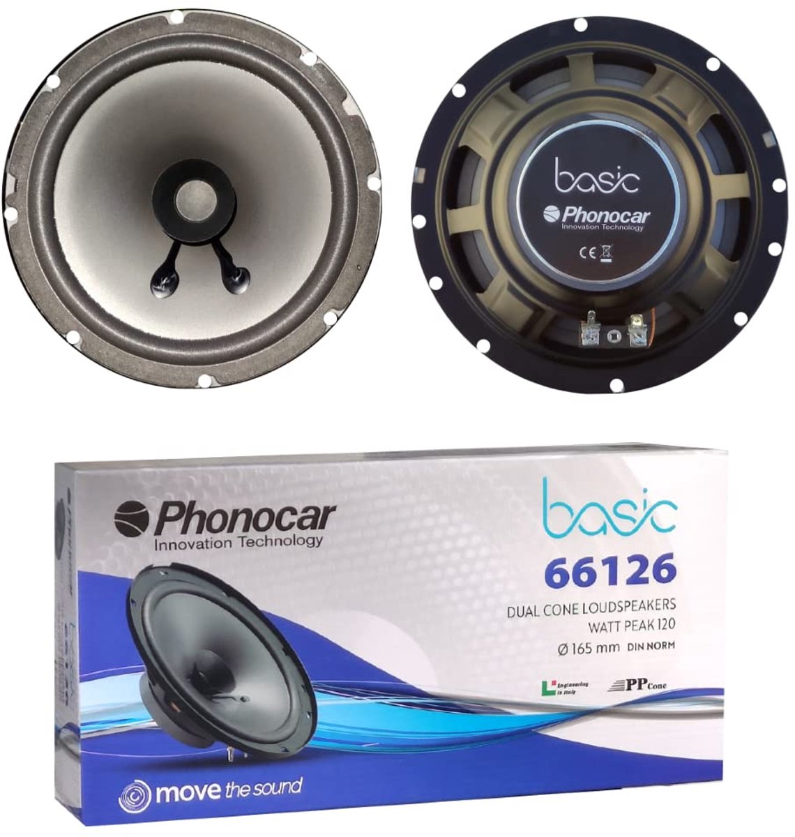SnelShoppen - 2 Auto Speakers Dubbele Conus 16,50 cm 6.5" met 25 Watt RMS en 60 Watt Max 4 Ohm 90 dB per Paar - Perfect voor Auto, Feest, Tuin en Meer