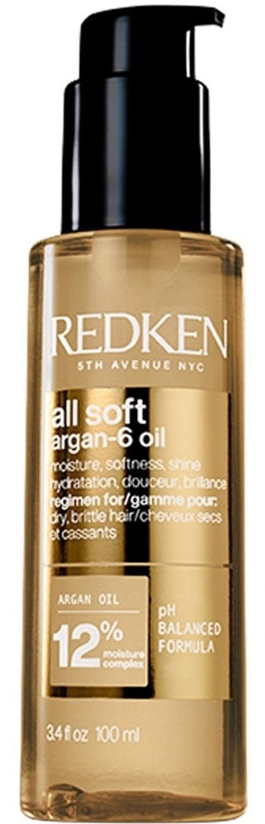 Bol.com Redken All Soft Argan-6 Oil – Intens Hydraterende Haarolie Voor Droog Haar - Verrijkt met Omega-6 – 111 ml aanbieding