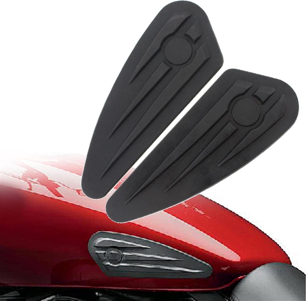 Motorfiets Tank Grip Pads - Knie Grip Protector - Verbeterde Controle - Elastomeer Materiaal - 1 Paar - Zwart