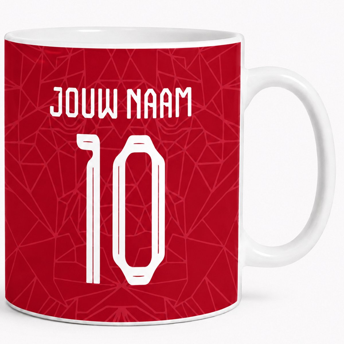 Voetbalmok Holland Collection – Kleur Rood – Gepersonaliseerde Mok met Naam en Rugnummer – Voetbal Mok – 325 ml