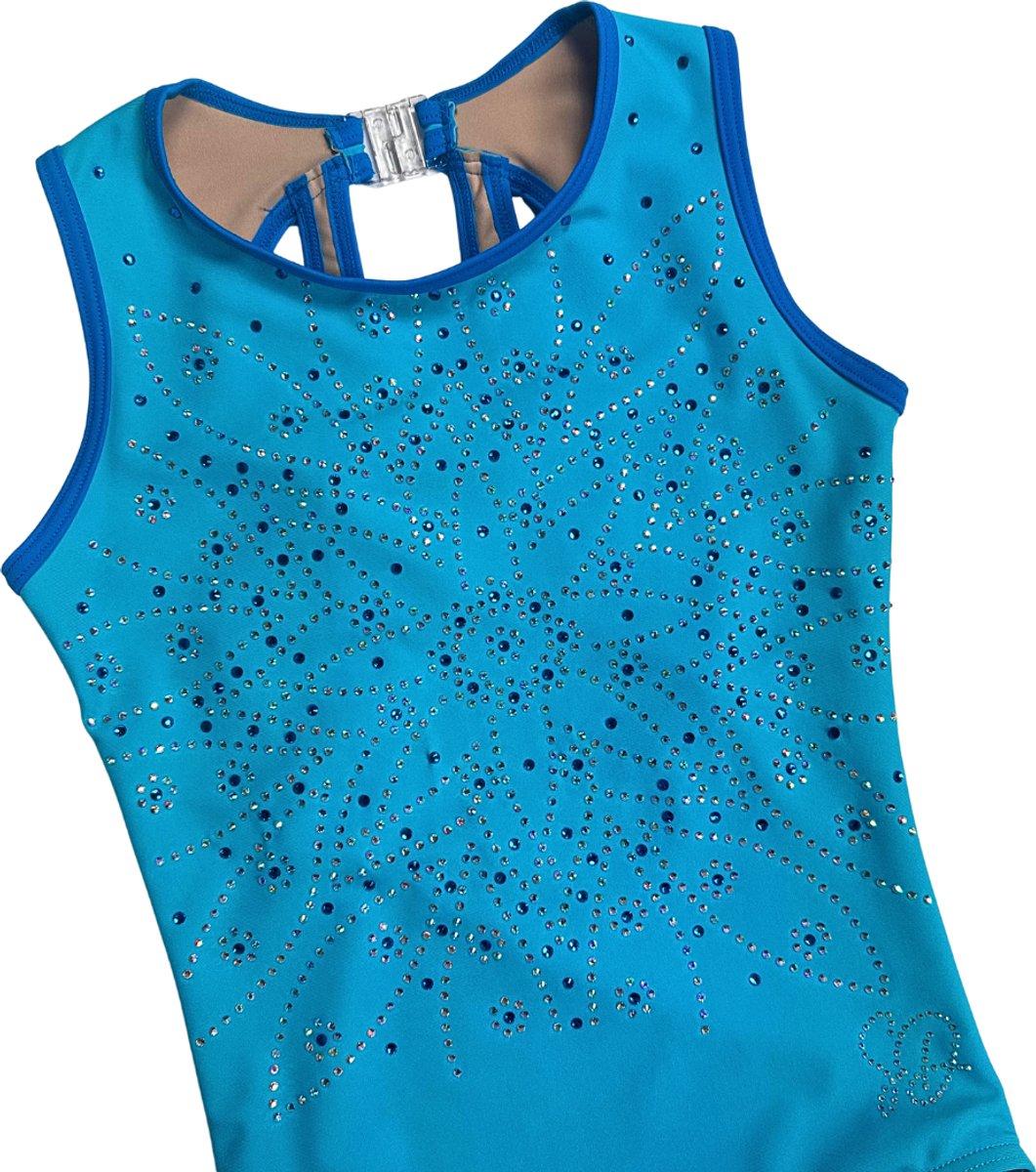 Sparkle&Dream Turnpakje Sterre Lichtblauw - Maat ASM 152-158 - Gympakje voor Turnen, Acro, Trampoline en Gymnastiek