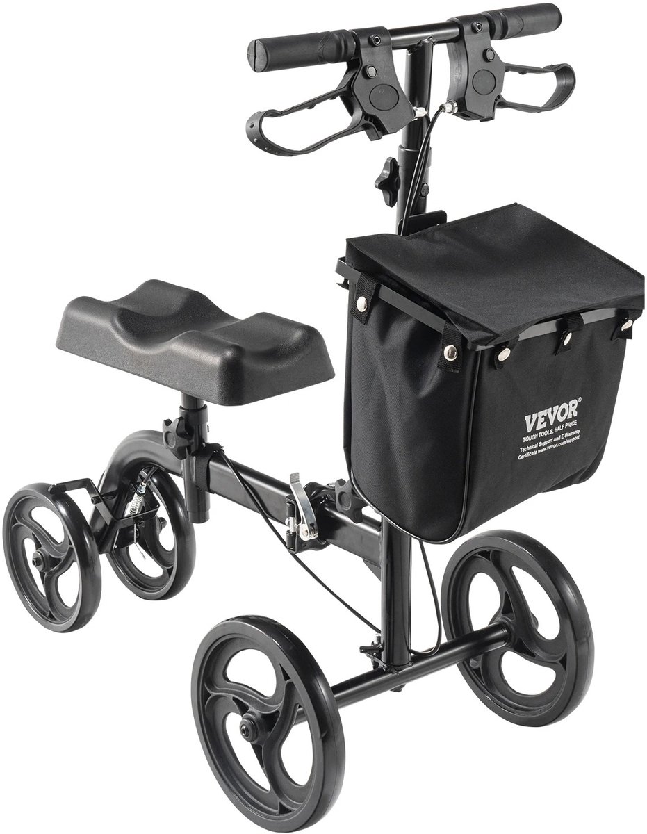 Mosh Stories Knie Scooter Opvouwbaar – Loopscooter – Verstelbare Kniewandelaar met Handrem – Max. 136 kg – All-Terrain Wielen